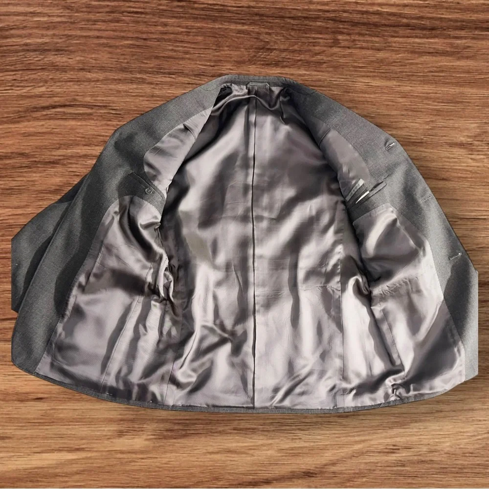 John Varvatos Made in Italy 100% Wool Gray Belted Blazer Sport Coat Jacket ~ 40R - Picture 3 of 12